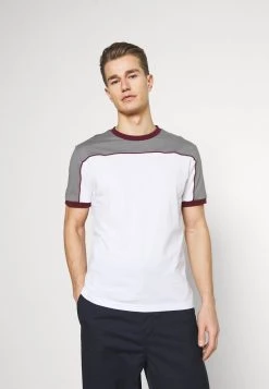 Pier One Hombre Camiseta Estampada - Grey/white/bordeaux