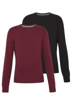 Pier One Hombre 2 PACK - Jersey De Punto - Black/bordeaux