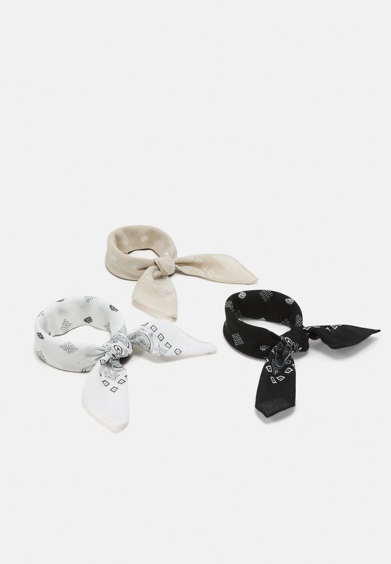 Pier One Unisexo BANDANA UNISEX 3 PACK - Pañuelo - Black/white/beige 3 Pier One Unisexo BANDANA UNISEX 3 PACK - Pañuelo - Black/white/beige
