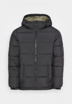 Pier One Hombre BASIC PUFFER JACKET WITH CONTRAST HOOD - Chaqueta De Invierno - Black/olive -Pier One Tienda 0af67baf0bbc42b4b7721cbde50c95b0