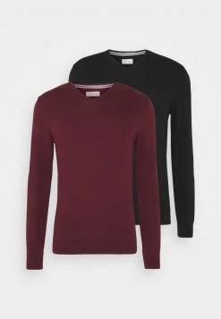 Pier One Hombre 2PACK - Jersey De Punto - Black/bordeaux -Pier One Tienda 1401fde1674b40a68d7e1288645f8b9b