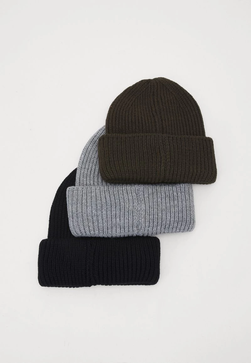 Pier One Unisexo 3 PACK UNISEX - Gorro - Black/grey/khaki 4 Pier One Unisexo 3 PACK UNISEX - Gorro - Black/grey/khaki - Imagen 2