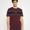 Pier One Hombre Camiseta Estampada - Bordeaux/black/white -Pier One Tienda 3901be0039044398a33b40fceb473dd6