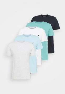Pier One Hombre WITH BIRD STRAIGHT 5 PACK - Camiseta Básica - Light Grey - 101_white - 001_green - 602 -Pier One Tienda 3fe4ededb7e446c69186309619c33f40