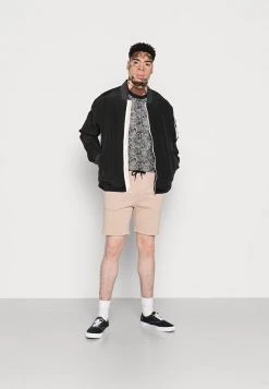 Pier One 2 PACK - Shorts - Tan/black, Hombre