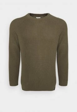 Pier One Hombre BIG STITCH MIX CREWNECK - Jersey De Punto - Olive