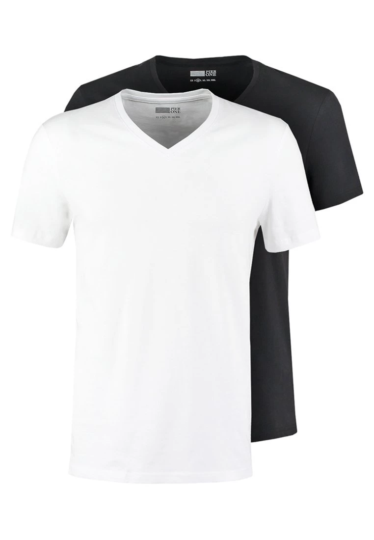 Pier One 2 PACK - Camiseta Básica - White/black, Hombre 8 Pier One 2 PACK - Camiseta Básica - White/black, Hombre - Imagen 6