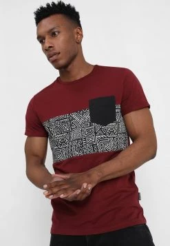 Pier One Hombre Camiseta Estampada - Bordeaux