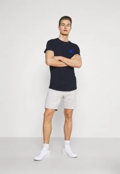 Pier One Hombre 2 PACK - Shorts - Mottled Light Grey/dark Blue