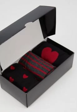 Pier One Hombre VALENTINES 3 PACK - Calcetines - Black/dark Red -Pier One Tienda a17a7a24c89647d88baaee79c244de07