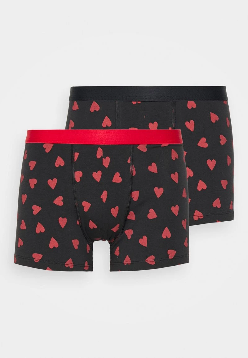 Pier One Hombre VALENTINE'S HEARTS BOXERS 2PACK - Culotte - Black/red 3 Pier One Hombre VALENTINE'S HEARTS BOXERS 2PACK - Culotte - Black/red