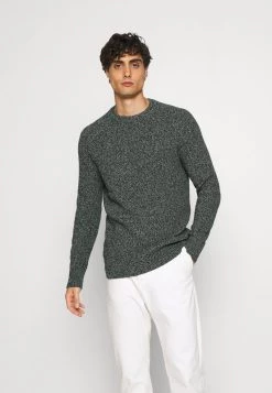 Pier One Hombre MULTICOLOUR HALF CARDIGAN JUMPER - Jersey De Punto - Dark Green
