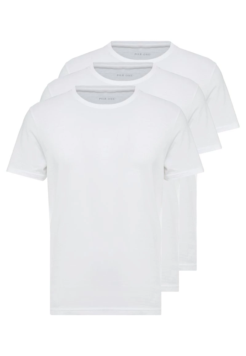 Pier One Hombre 3 PACK - Camiseta Básica - White 3 Pier One Hombre 3 PACK - Camiseta Básica - White