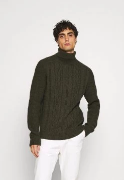 Pier One Hombre NEW CABLE TURTLENECK JUMPER - Jersey De Punto - Mottled Olive
